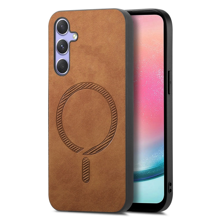 Solid Color Retro Magsafe PU Back Cover Phone Case, Compatible with Samsung Galaxy A24 5G