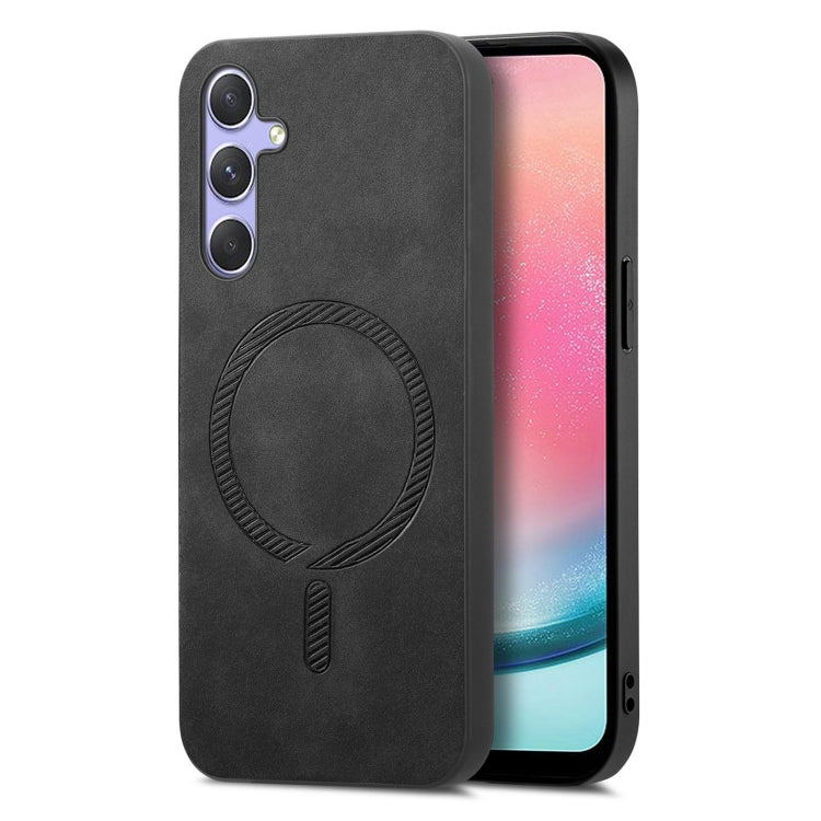 Solid Color Retro Magsafe PU Back Cover Phone Case, Compatible with Samsung Galaxy A24 5G