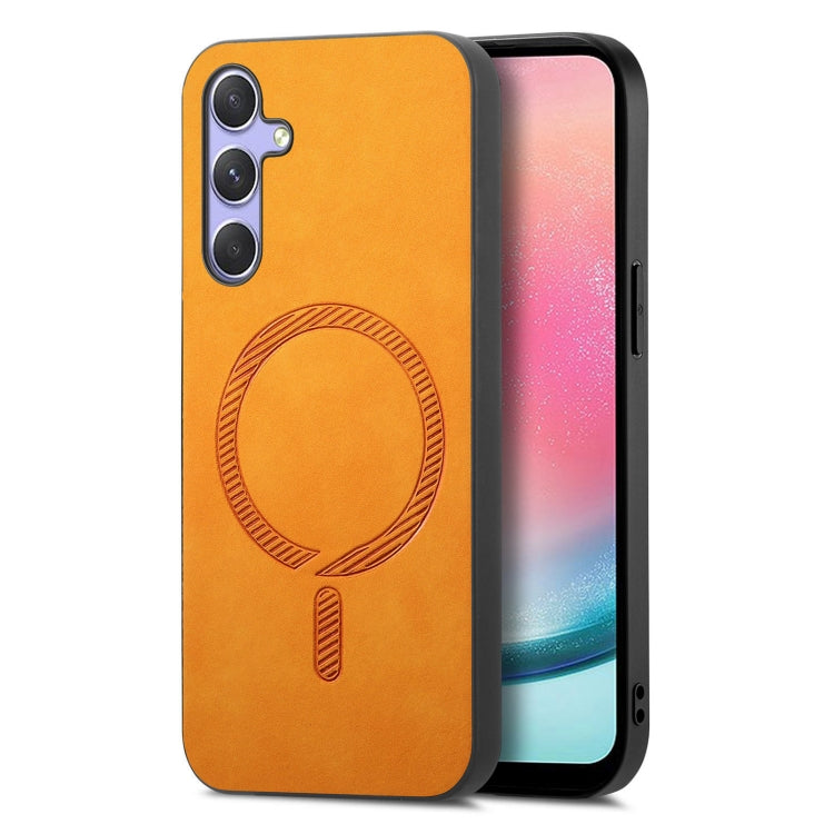 Solid Color Retro Magsafe PU Back Cover Phone Case, Compatible with Samsung Galaxy A24 5G