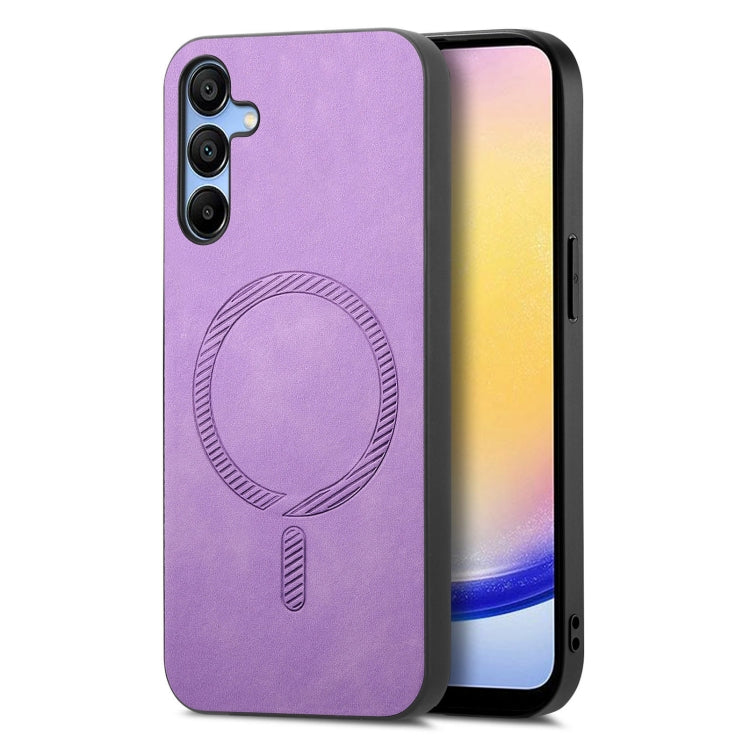 Solid Color Retro Magsafe PU Back Cover Phone Case, Compatible with Samsung Galaxy A25