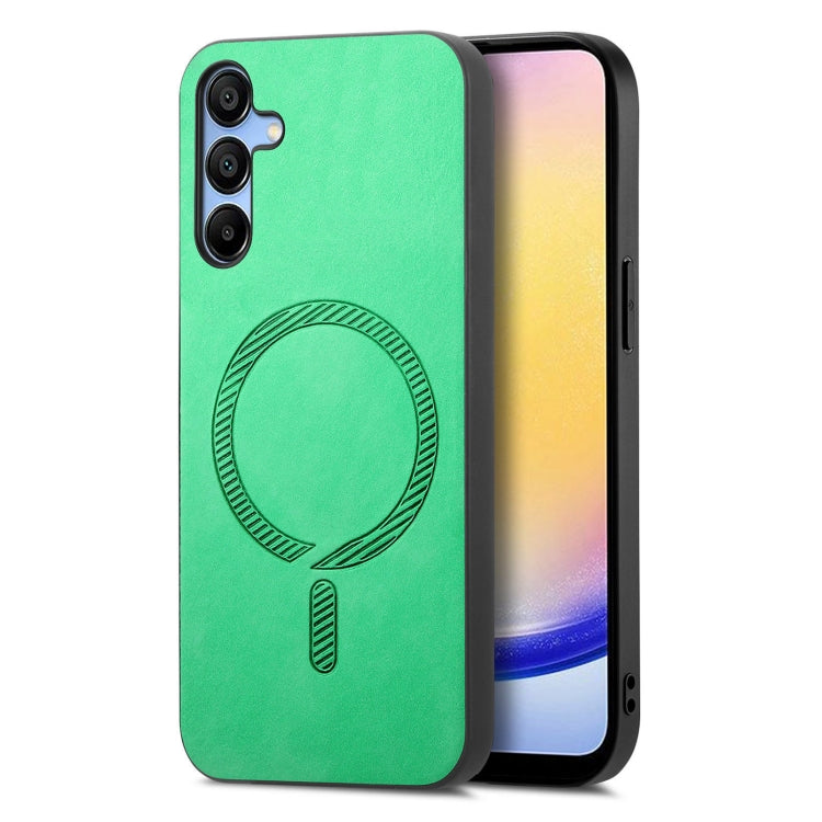 Solid Color Retro Magsafe PU Back Cover Phone Case, Compatible with Samsung Galaxy A25