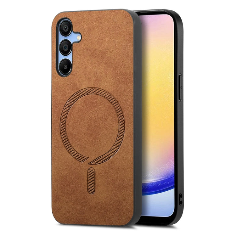 Solid Color Retro Magsafe PU Back Cover Phone Case, Compatible with Samsung Galaxy A25