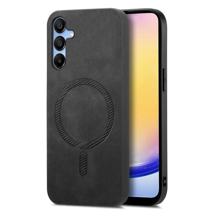 Solid Color Retro Magsafe PU Back Cover Phone Case, Compatible with Samsung Galaxy A25