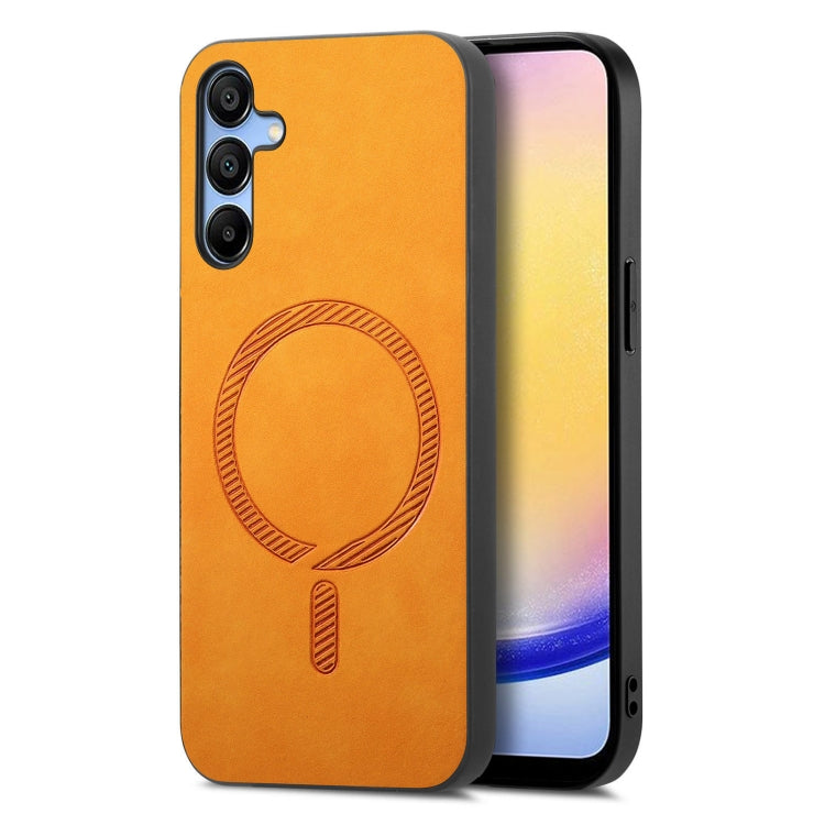 Solid Color Retro Magsafe PU Back Cover Phone Case, Compatible with Samsung Galaxy A25