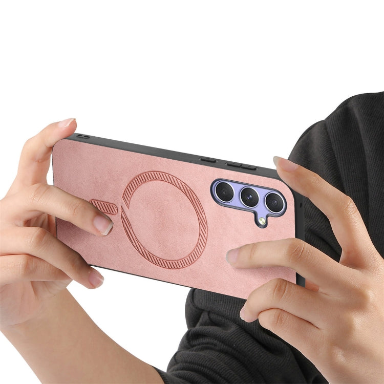 Solid Color Retro Magsafe PU Back Cover Phone Case, Compatible with Samsung Galaxy A34 5G