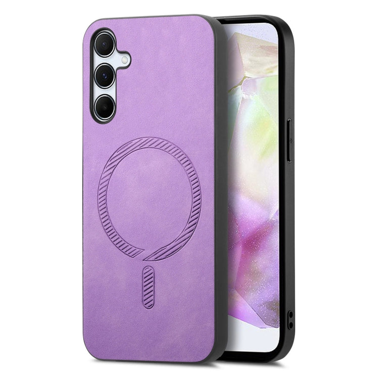 Solid Color Retro Magsafe PU Back Cover Phone Case, Compatible with Samsung Galaxy A35 5G