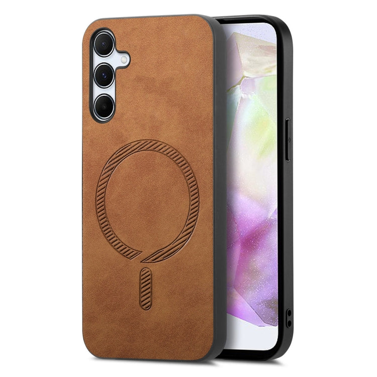 Solid Color Retro Magsafe PU Back Cover Phone Case, Compatible with Samsung Galaxy A35 5G