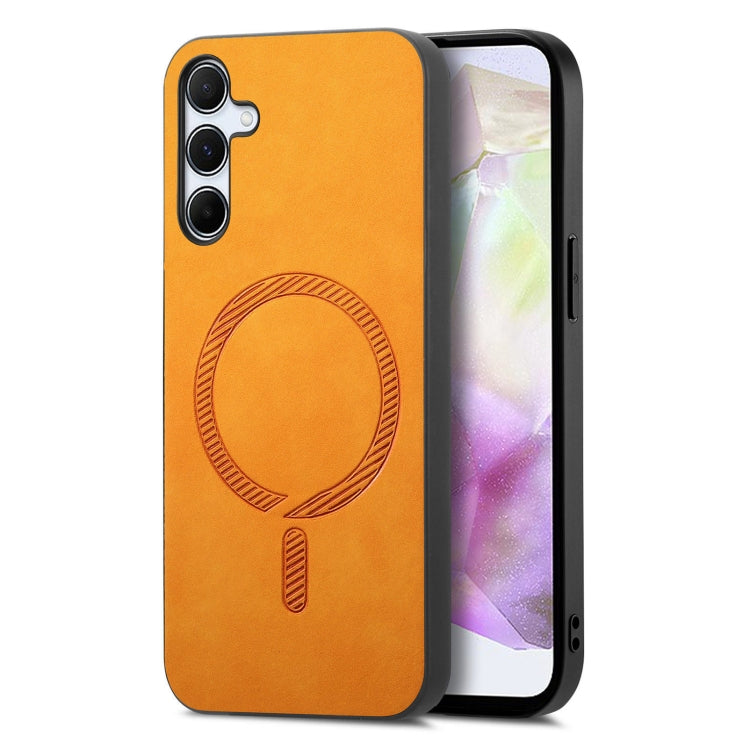 Solid Color Retro Magsafe PU Back Cover Phone Case, Compatible with Samsung Galaxy A35 5G