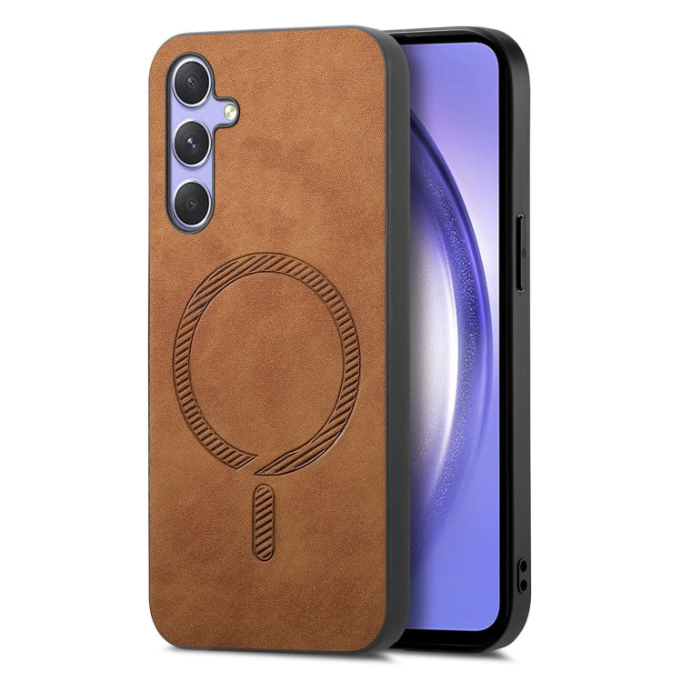 Solid Color Retro Magsafe PU Back Cover Phone Case, Compatible with Samsung Galaxy A54 5G