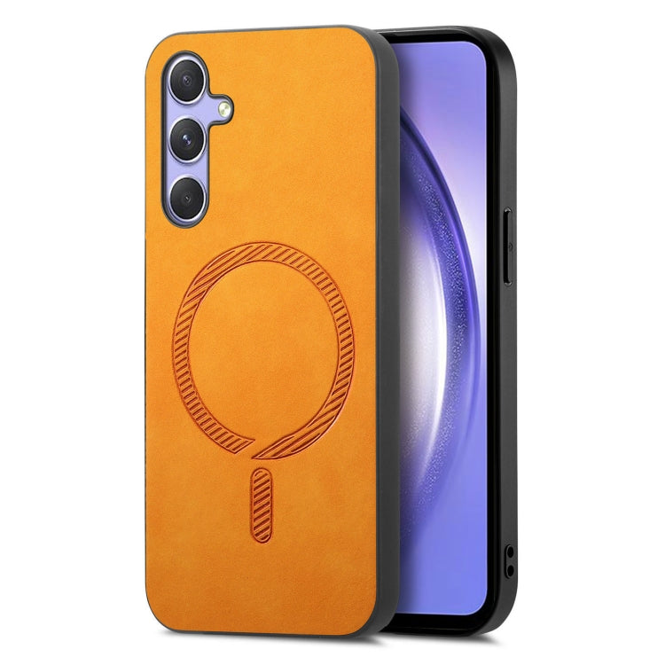 Solid Color Retro Magsafe PU Back Cover Phone Case, Compatible with Samsung Galaxy A54 5G