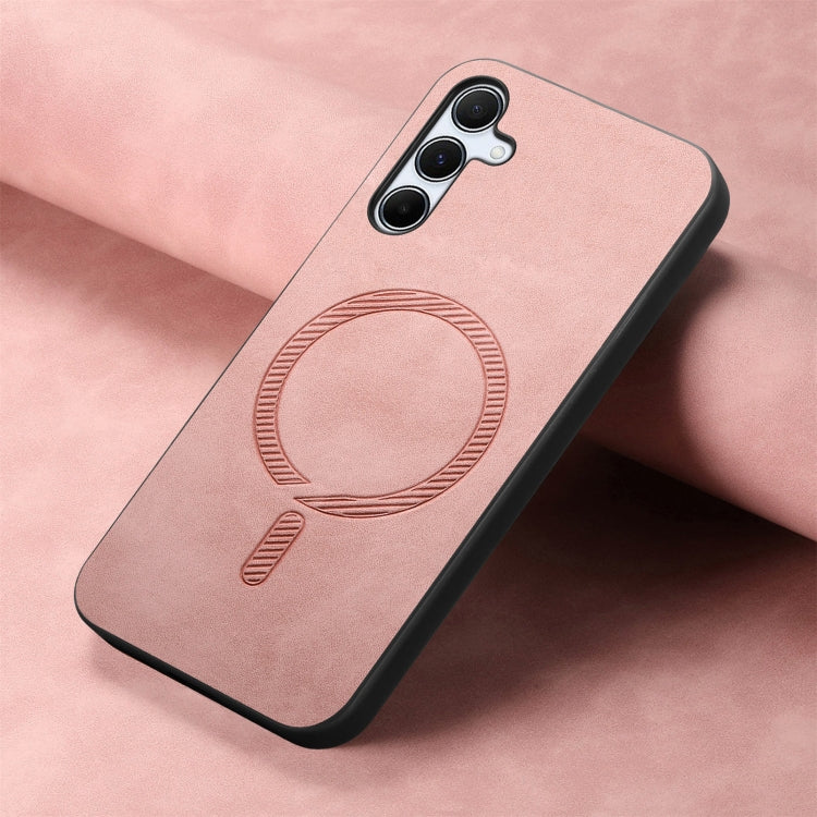 Solid Color Retro Magsafe PU Back Cover Phone Case, Compatible with Samsung Galaxy A55 5G