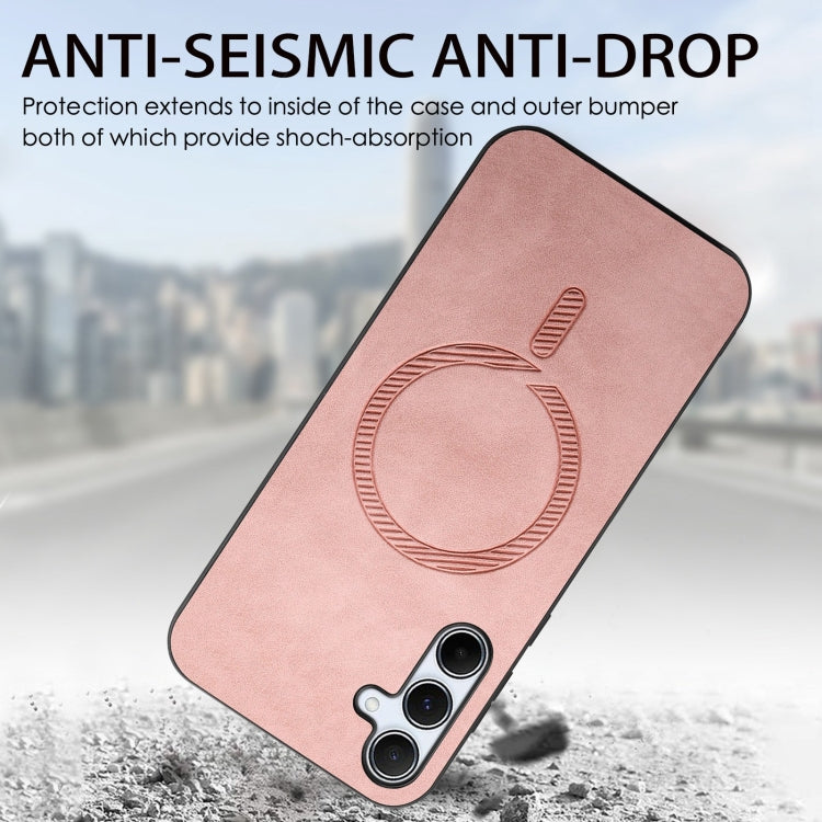 Solid Color Retro Magsafe PU Back Cover Phone Case, Compatible with Samsung Galaxy A55 5G