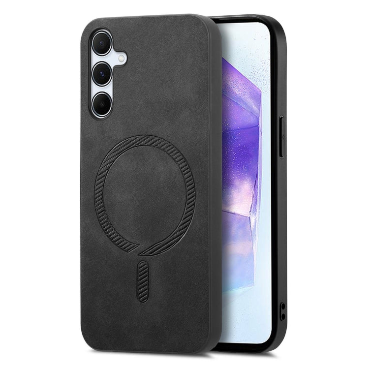 Solid Color Retro Magsafe PU Back Cover Phone Case, Compatible with Samsung Galaxy A55 5G