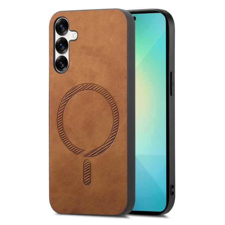 Solid Color Retro Magsafe PU Back Cover Phone Case, Compatible with Samsung Galaxy S25+ 5G