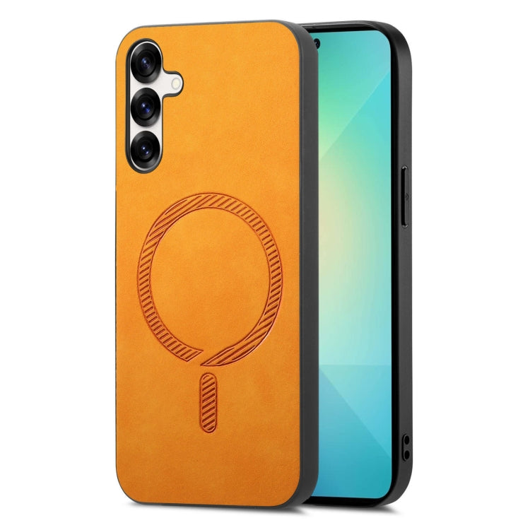 Solid Color Retro Magsafe PU Back Cover Phone Case, Compatible with Samsung Galaxy S25+ 5G