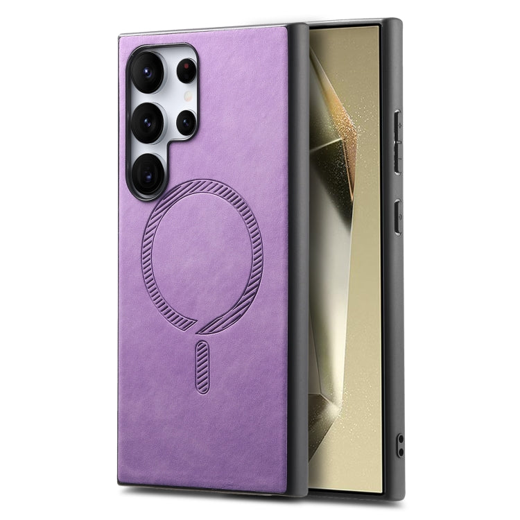 Solid Color Retro Magsafe PU Back Cover Phone Case, Compatible with Samsung Galaxy S25 Ultra 5G
