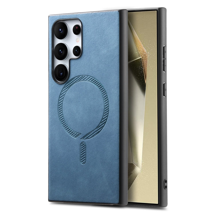 Solid Color Retro Magsafe PU Back Cover Phone Case, Compatible with Samsung Galaxy S25 Ultra 5G