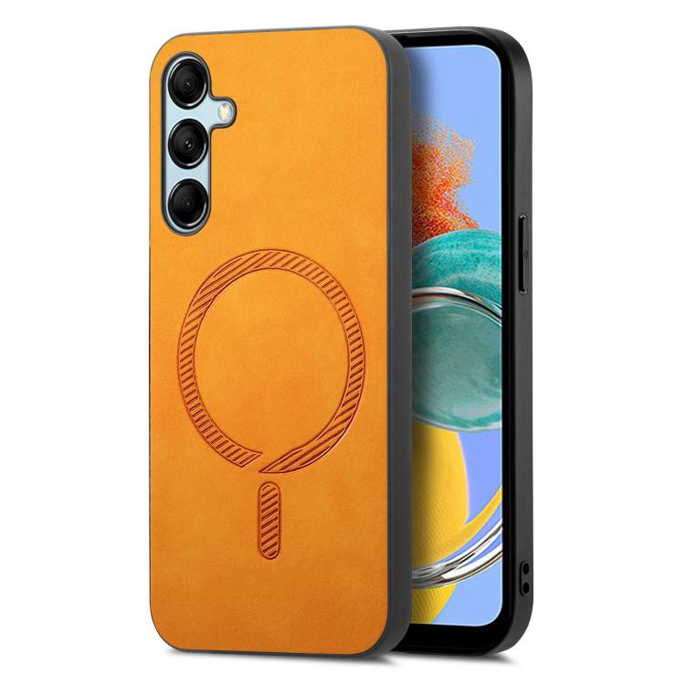 Solid Color Retro Magsafe PU Back Cover Phone Case, Compatible with Samsung Galaxy M14 5G