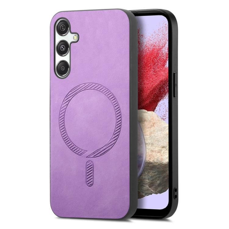 Solid Color Retro Magsafe PU Back Cover Phone Case, Compatible with Samsung Galaxy M34 / F34 5G