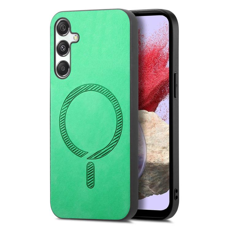 Solid Color Retro Magsafe PU Back Cover Phone Case, Compatible with Samsung Galaxy M34 / F34 5G