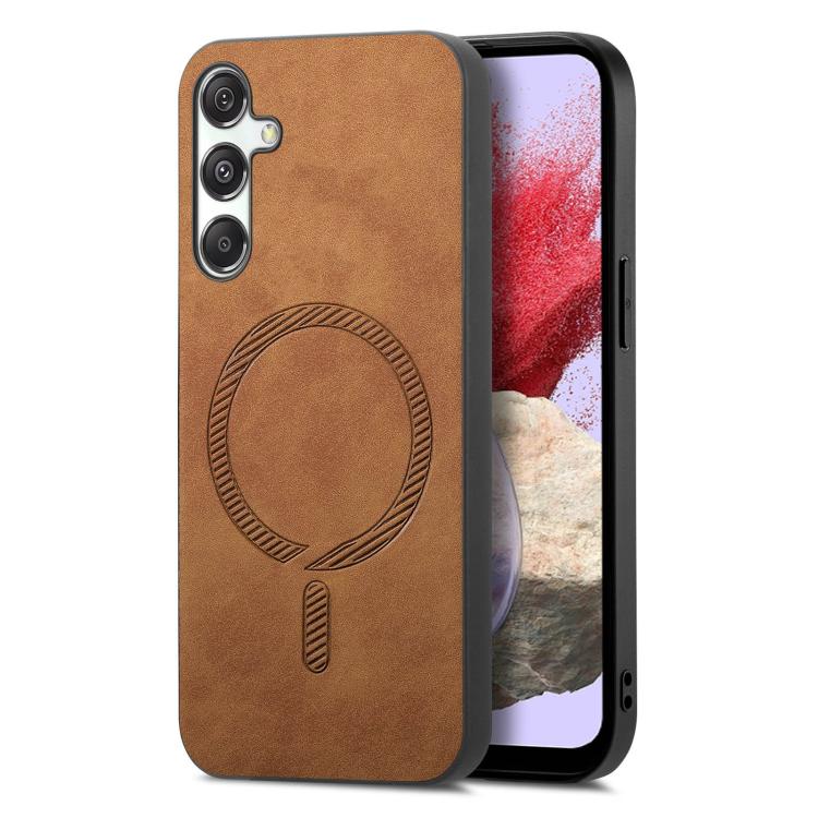 Solid Color Retro Magsafe PU Back Cover Phone Case, Compatible with Samsung Galaxy M34 / F34 5G