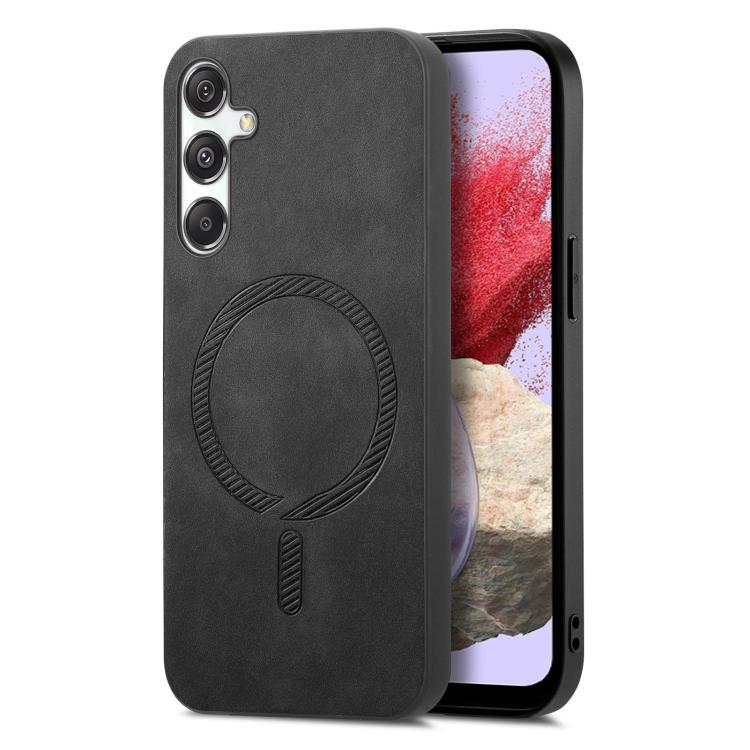 Solid Color Retro Magsafe PU Back Cover Phone Case, Compatible with Samsung Galaxy M34 / F34 5G