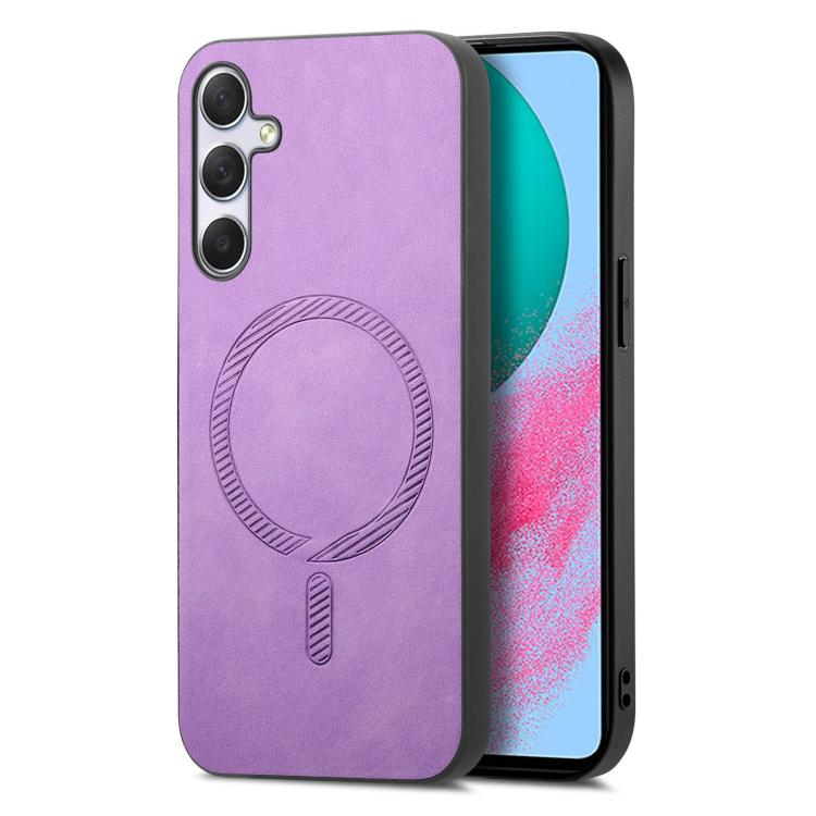 Solid Color Retro Magsafe PU Back Cover Phone Case, Compatible with Samsung Galaxy M54 / F54 5G