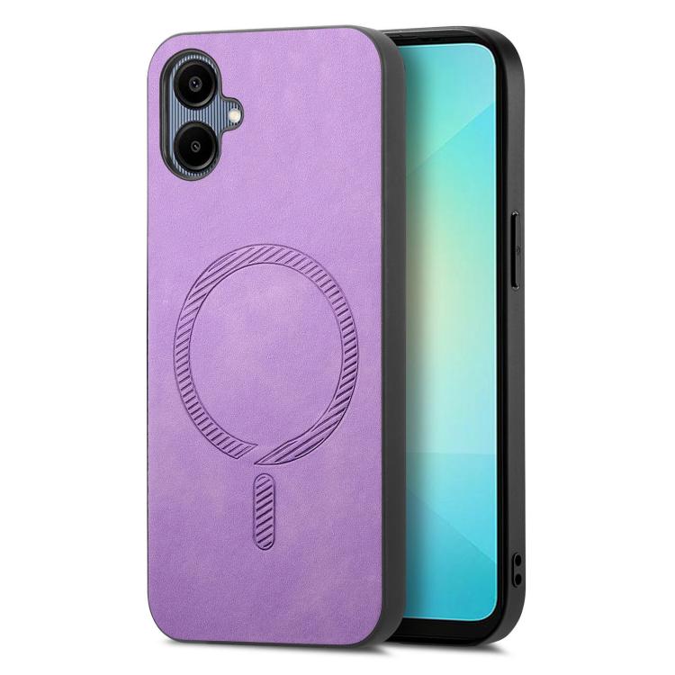 Solid Color Retro Magsafe PU Back Cover Phone Case, Compatible with Samsung Galaxy A06 4G