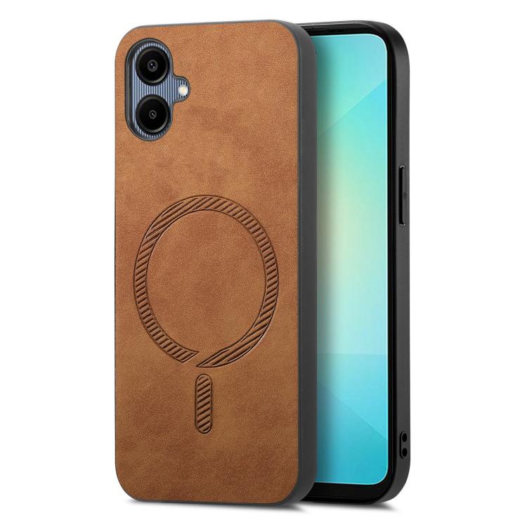 Solid Color Retro Magsafe PU Back Cover Phone Case, Compatible with Samsung Galaxy A06 4G