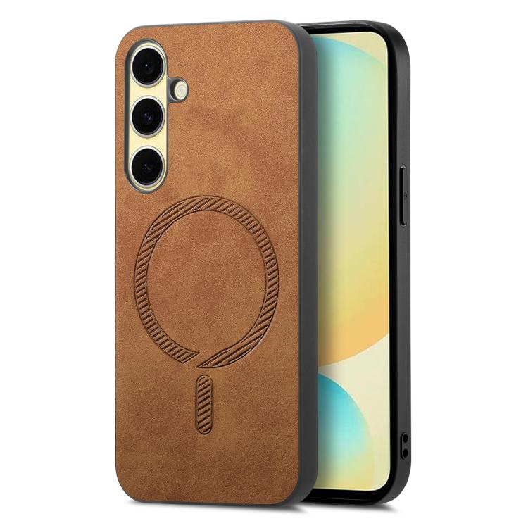 Solid Color Retro Magsafe PU Back Cover Phone Case, Compatible with Samsung Galaxy A56 5G