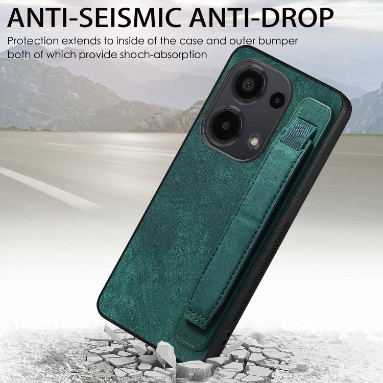 Retro Wristband Holder Leather Back Phone Case, Compatible with Xiaomi Redmi Note 13 Pro 4G