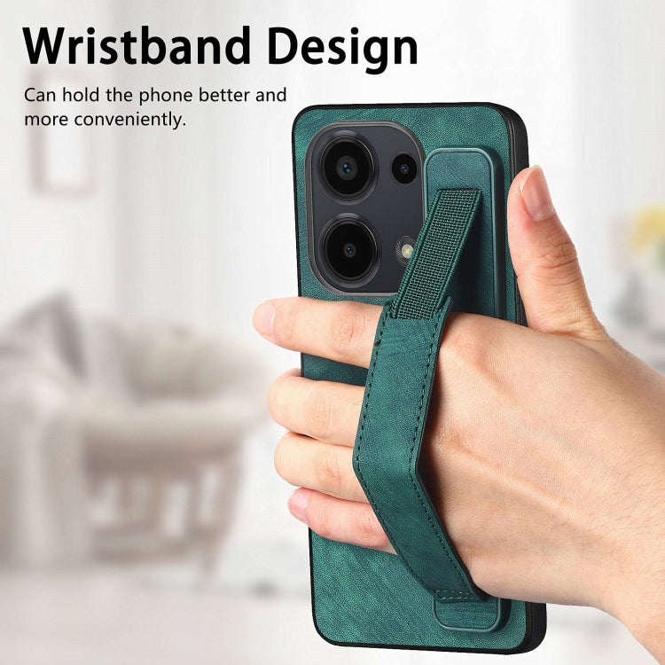 Retro Wristband Holder Leather Back Phone Case, Compatible with Xiaomi Redmi Note 13 Pro 4G