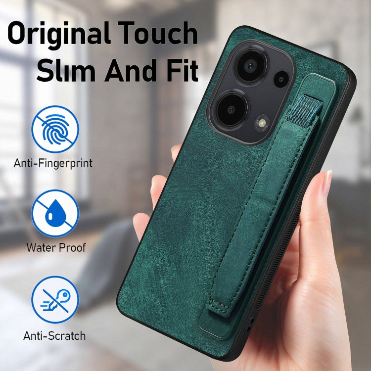 Retro Wristband Holder Leather Back Phone Case, Compatible with Xiaomi Redmi Note 13 Pro 4G