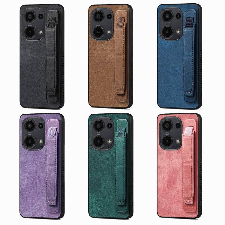Retro Wristband Holder Leather Back Phone Case, Compatible with Xiaomi Redmi Note 13 Pro 4G