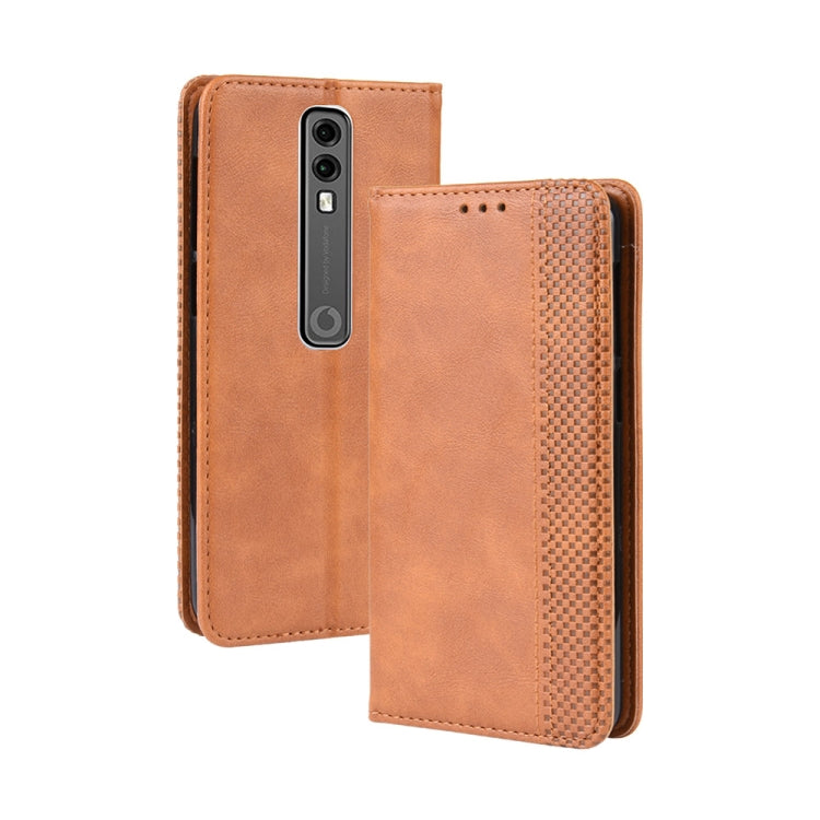 Magnetic Buckle Retro Crazy Horse Texture Horizontal Flip Leather Case for Vodafone Smart V10 (VFD730) , with Holder & Card Slots & Photo Frame