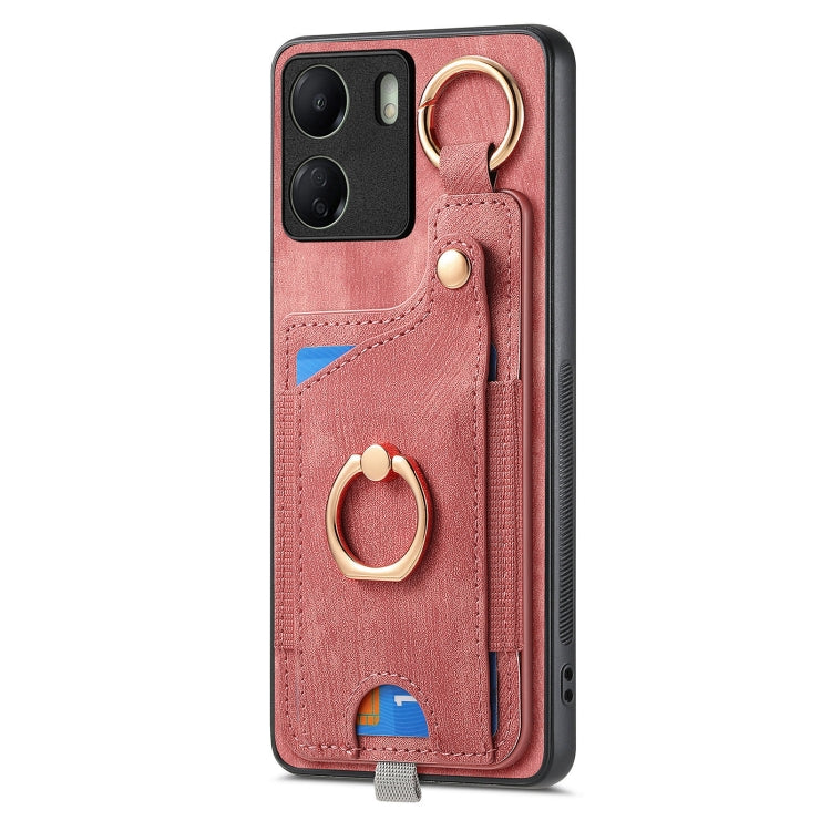 Retro Skin-feel Ring Card Bag Phone Case with Hang Loop