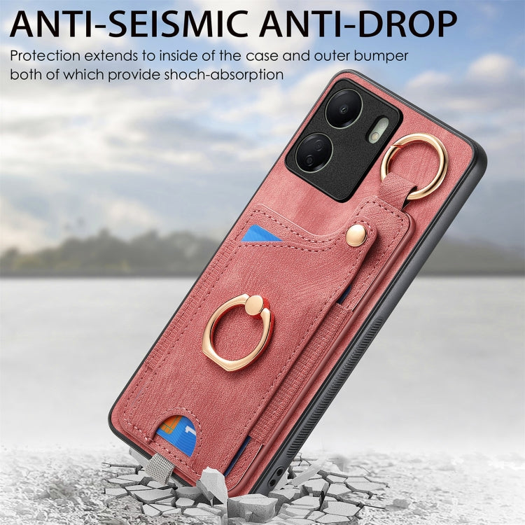 Retro Skin-feel Ring Card Bag Phone Case with Hang Loop