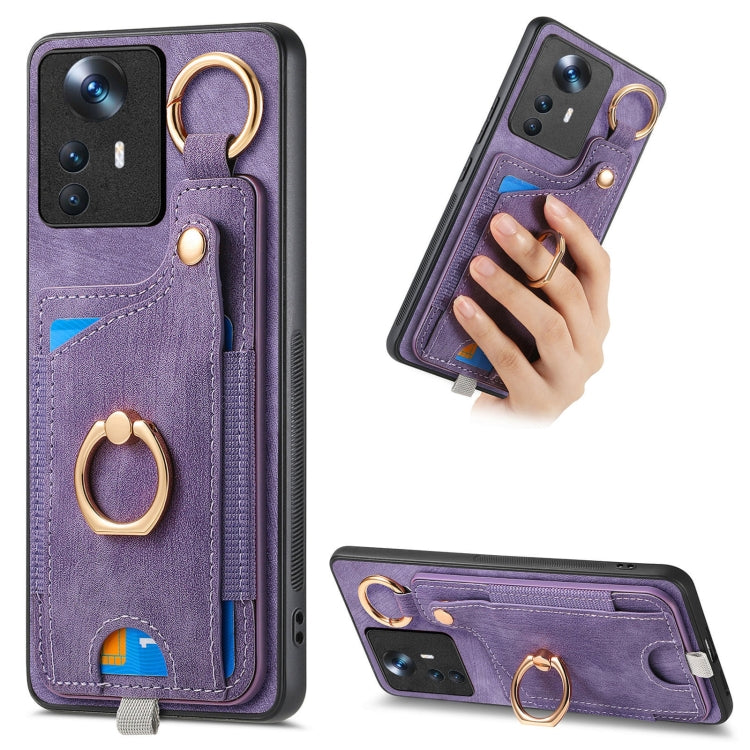 Retro Skin-feel Ring Card Bag Phone Case with Hang Loop