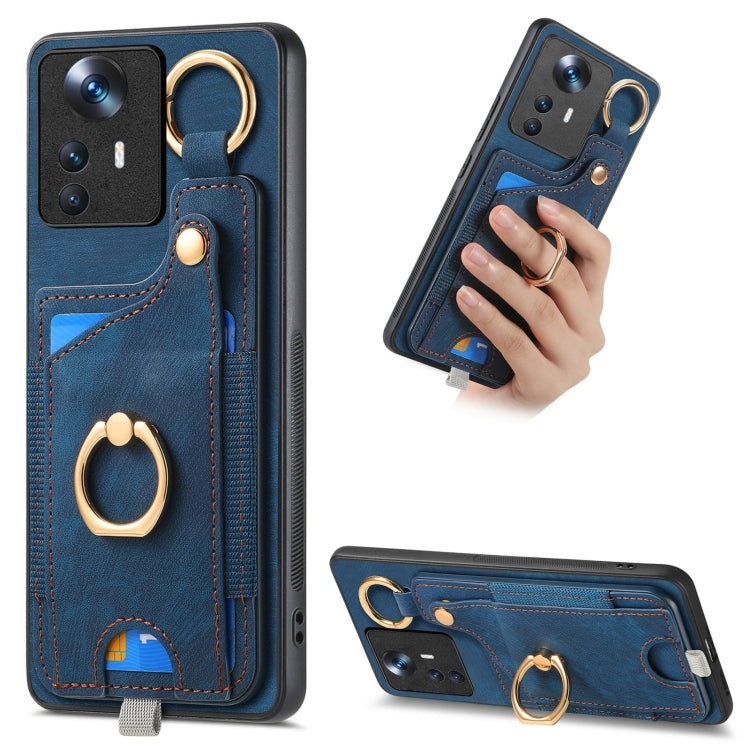 Retro Skin-feel Ring Card Bag Phone Case with Hang Loop