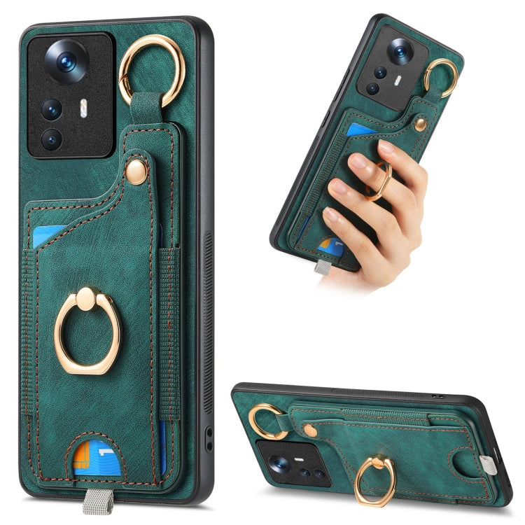 Retro Skin-feel Ring Card Bag Phone Case with Hang Loop