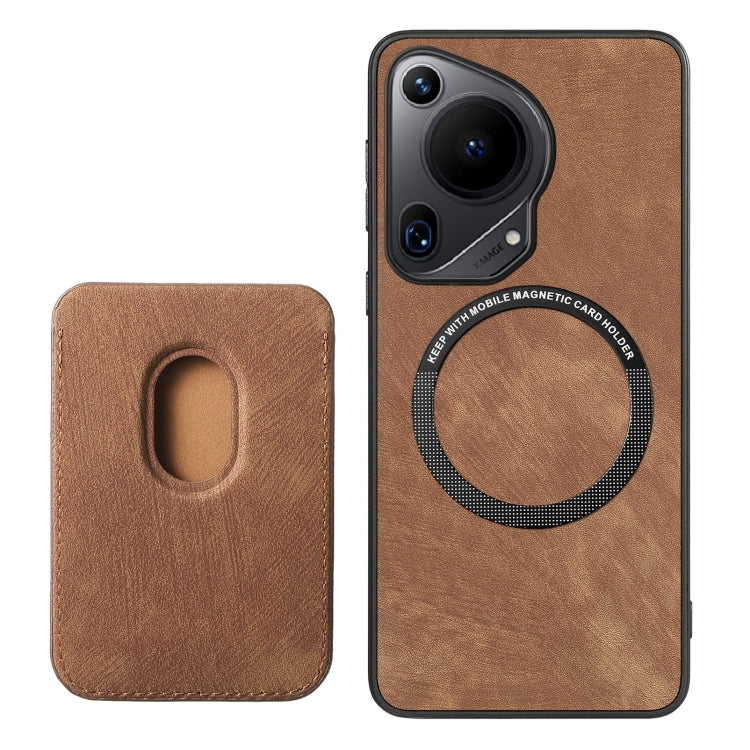 Retro Leather Card Bag Magnetic Phone Case, Compatible with Huawei Pura 70