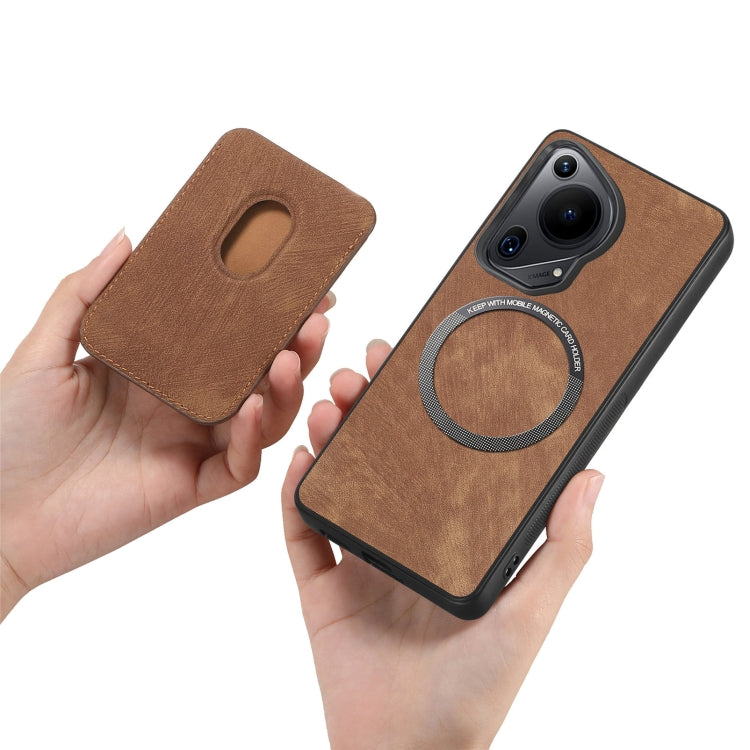 Retro Leather Card Bag Magnetic Phone Case, Compatible with Huawei Pura 70