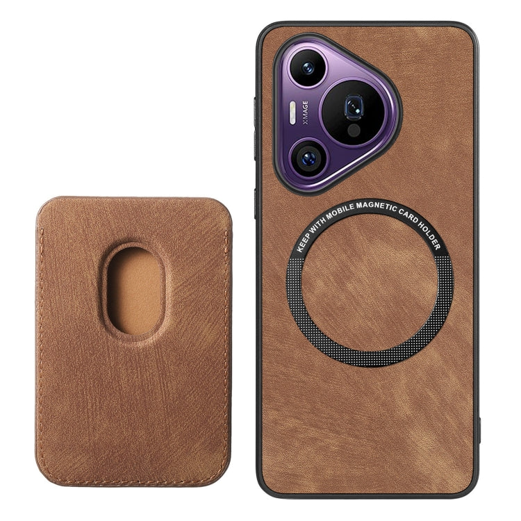 Retro Leather Card Bag Magnetic Phone Case, Compatible with Huawei Pura 70 Pro