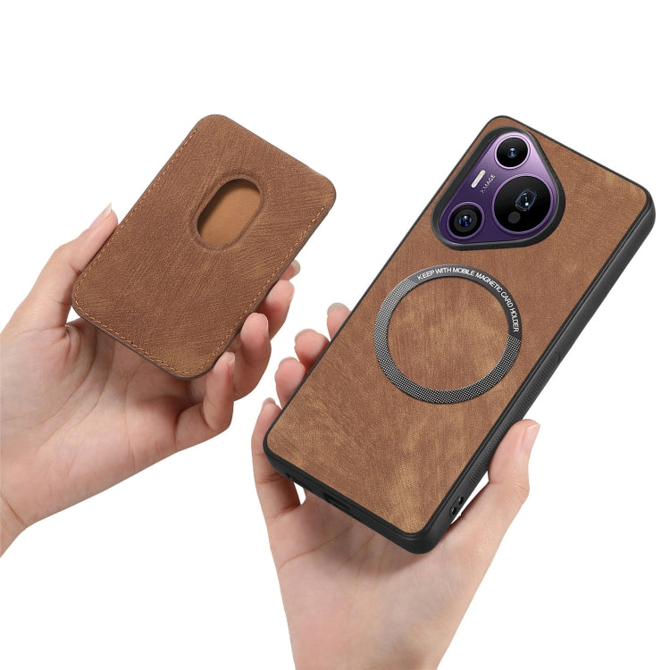 Retro Leather Card Bag Magnetic Phone Case, Compatible with Huawei Pura 70 Pro