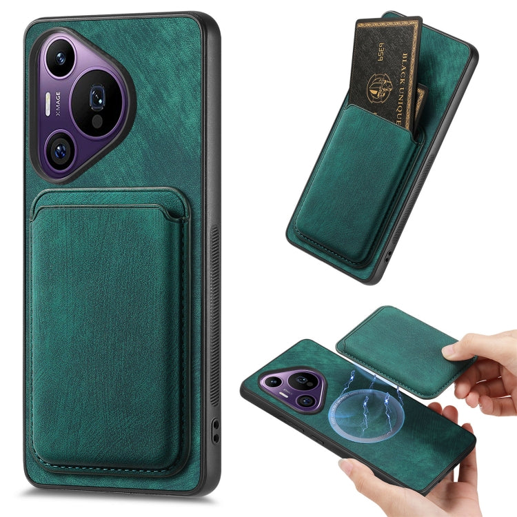 Retro Leather Card Bag Magnetic Phone Case, Compatible with Huawei Pura 70 Pro