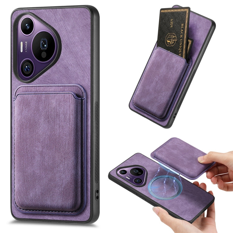 Retro Leather Card Bag Magnetic Phone Case, Compatible with Huawei Pura 70 Pro