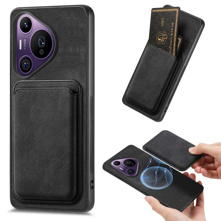 Retro Leather Card Bag Magnetic Phone Case, Compatible with Huawei Pura 70 Pro