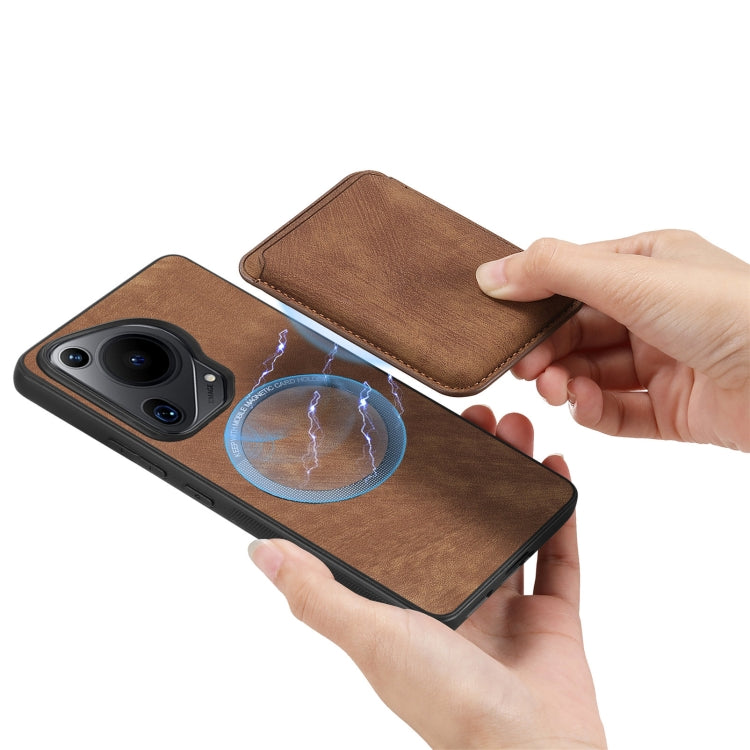 Retro Leather Card Bag Magnetic Phone Case, Compatible with Huawei Pura 70 Ultra