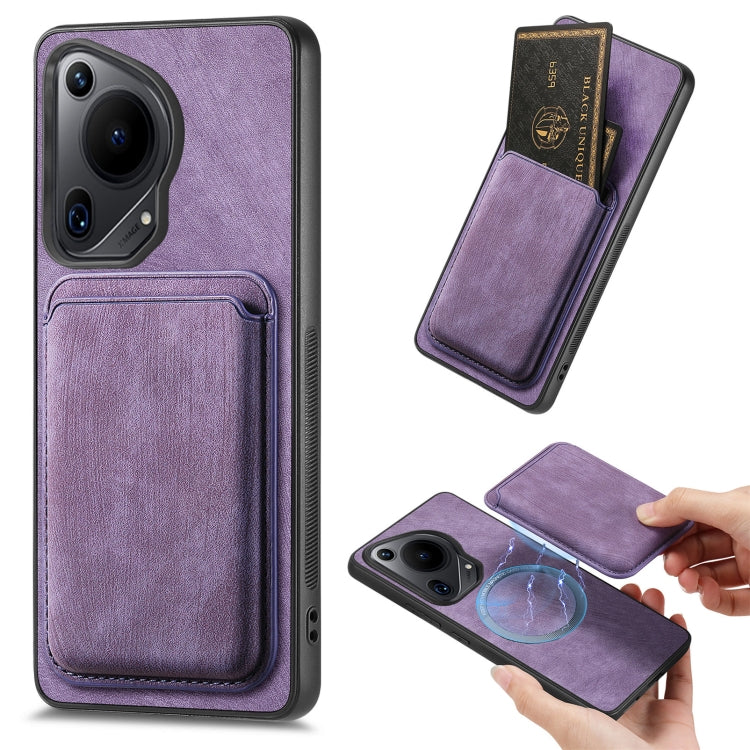 Retro Leather Card Bag Magnetic Phone Case, Compatible with Huawei Pura 70 Ultra