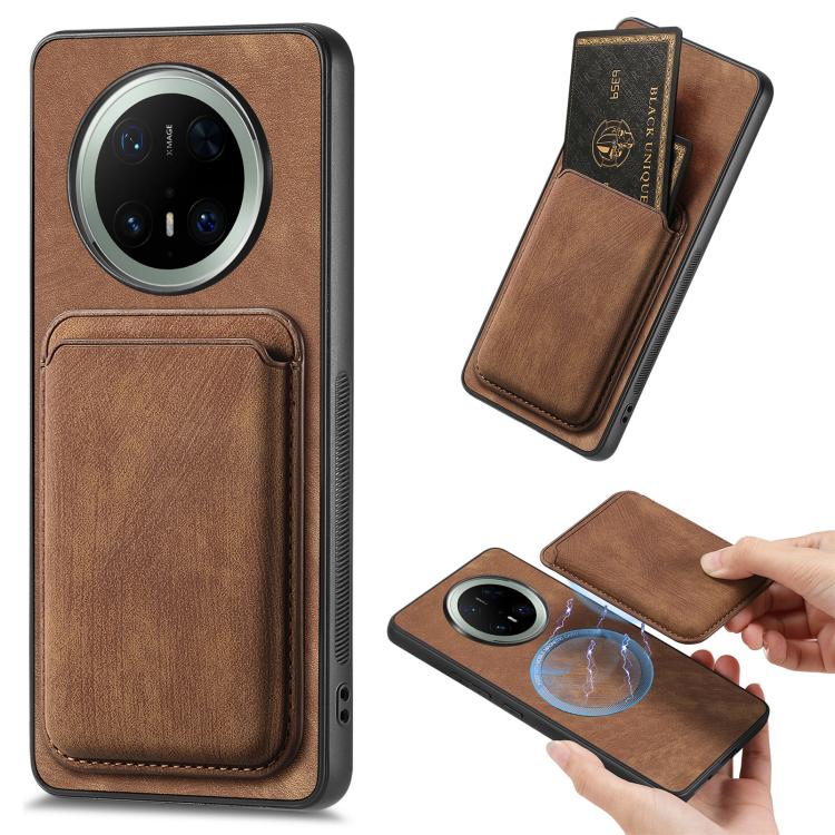 Retro Leather Card Bag Magnetic Phone Case, Compatible with Huawei Mate 70 Pro+